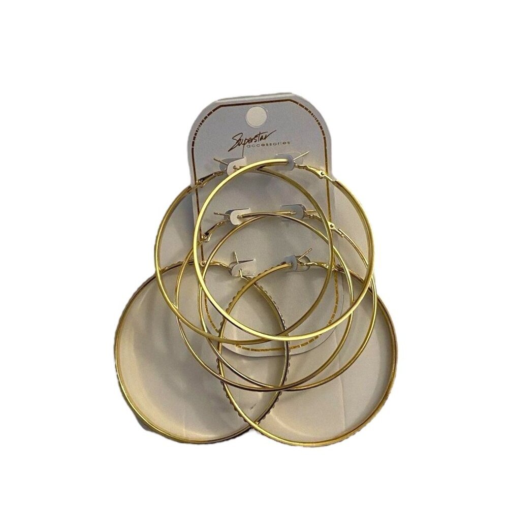 Superstar Accessories Womens Hoop Earrings Gold Tone Drop‎ Fashion Jewelry